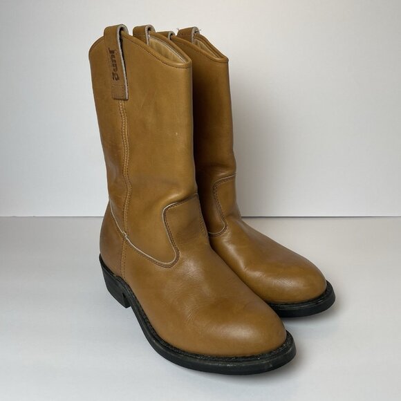 SOLD Vintage Jung Boot Mens Western Brown Leather Pull On Work Size 7 EE Made - Picture 1 of 14